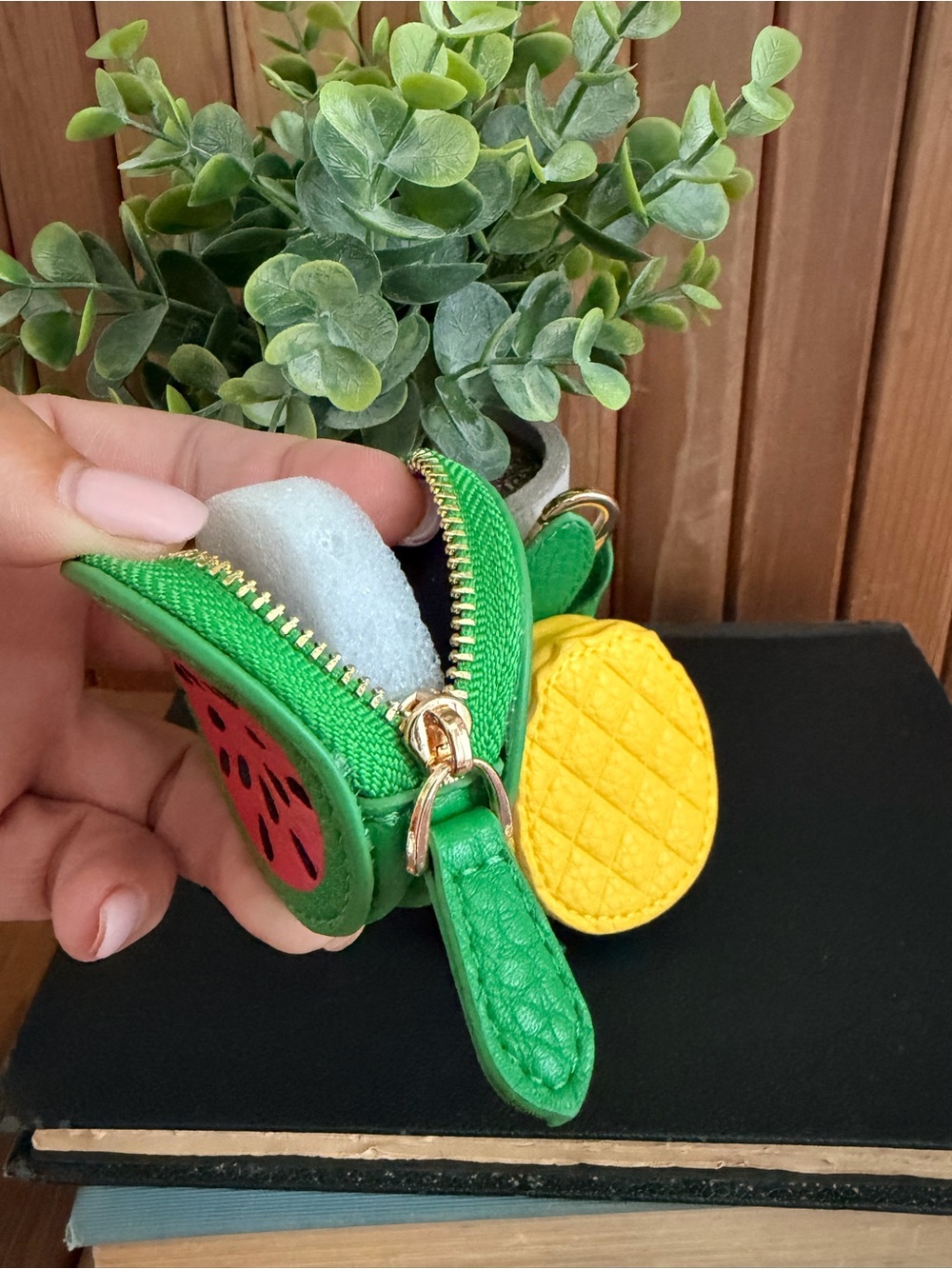 Fruit Coin Pouches- Pineapple OR Watermelon Bag Charms Gold Swivel Clasps - Picture 8 of 8